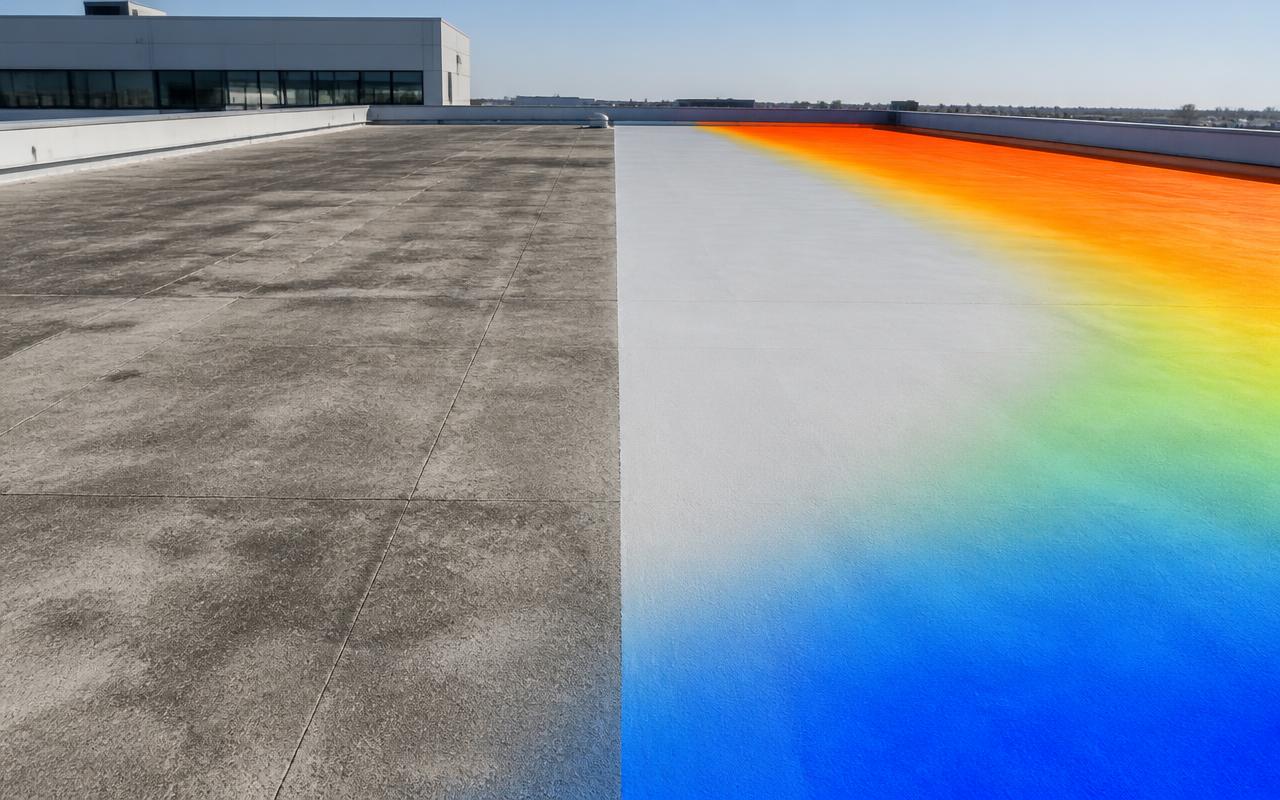 Field measurement of a concrete surface before and after a thermal renewal intervention